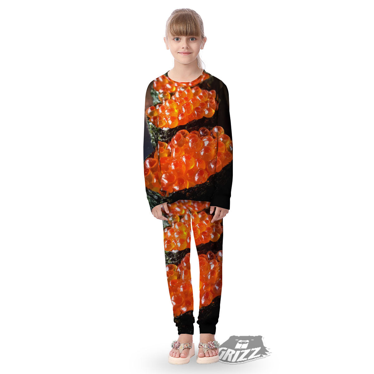 Salmon Roe Sushi Print Kid's Pajamas-grizzshop