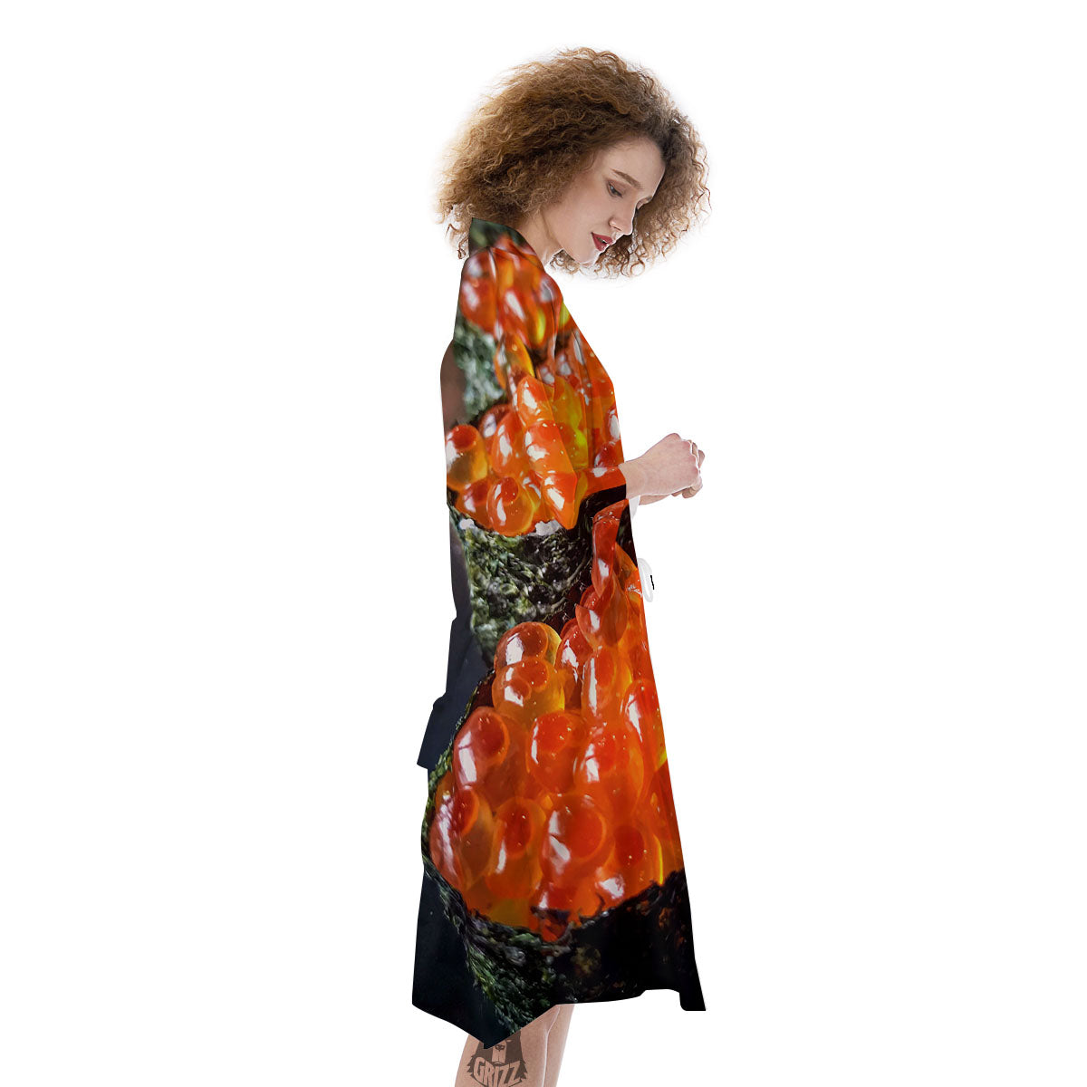 Salmon Roe Sushi Print Kimono-grizzshop
