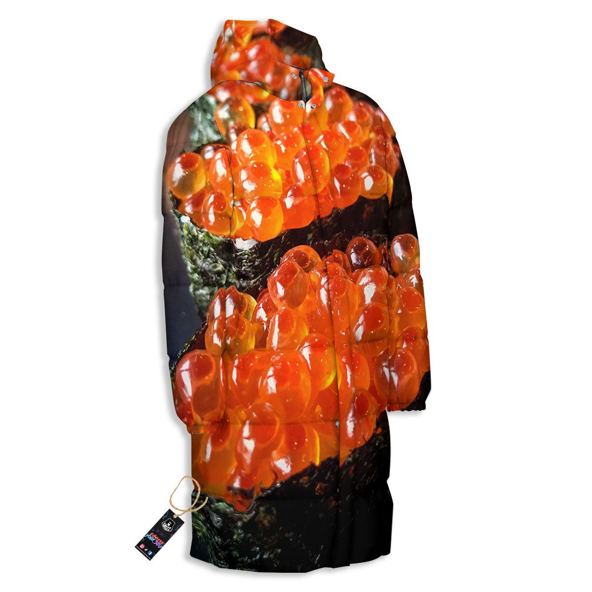 Salmon Roe Sushi Print Long Down Jacket-grizzshop