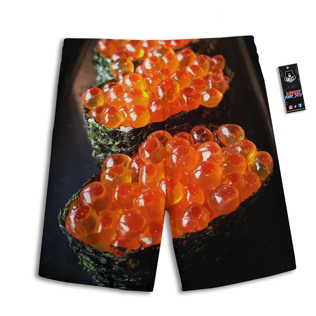 Salmon Roe Sushi Print Men's Athletic Shorts