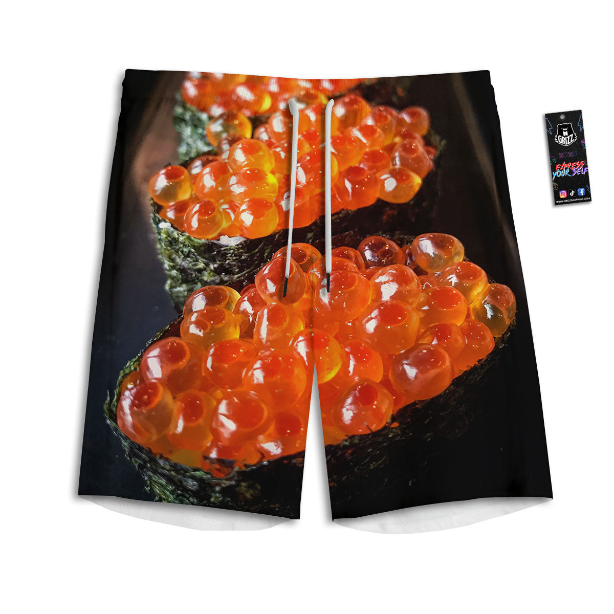 Salmon Roe Sushi Print Men's Athletic Shorts