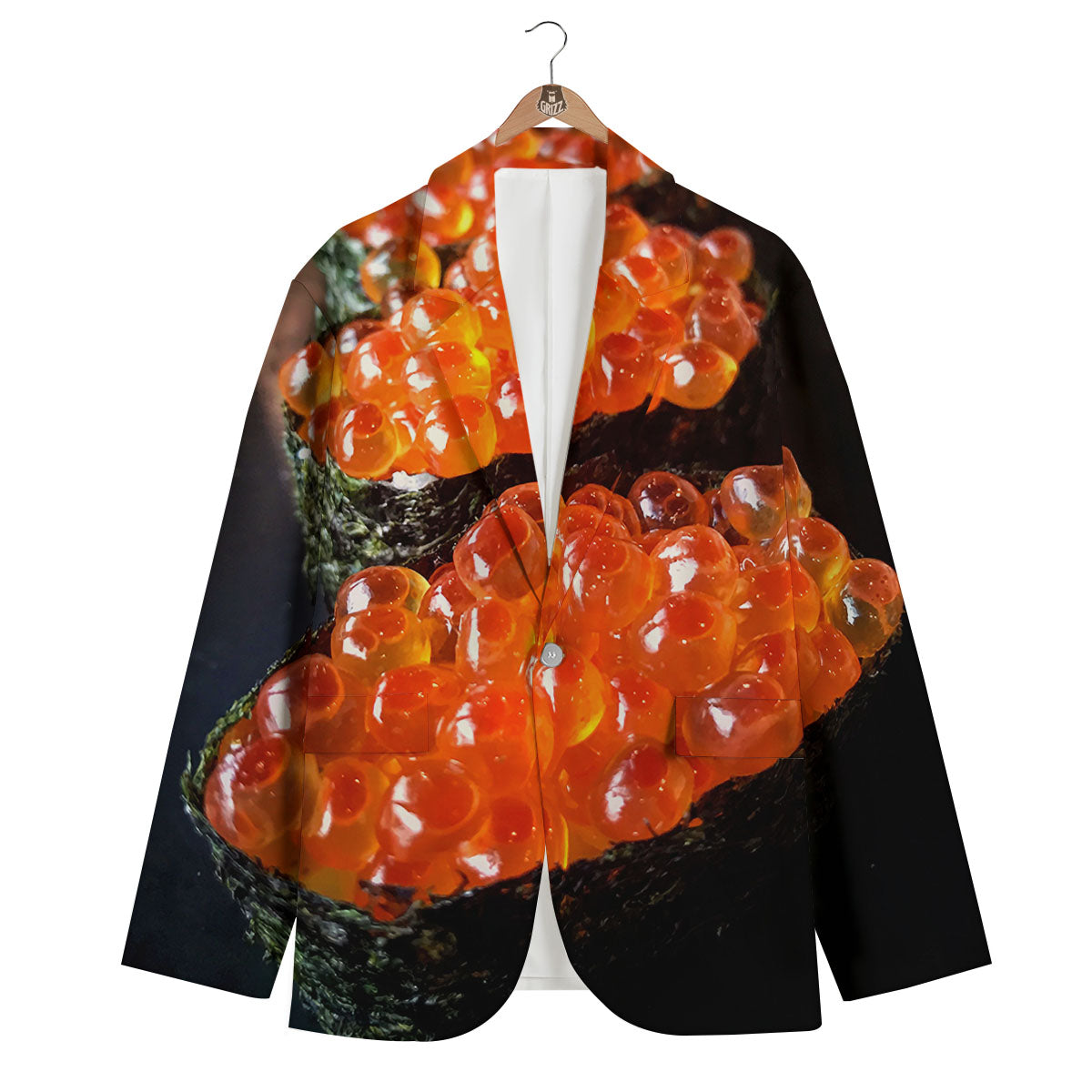 Salmon Roe Sushi Print Men's Blazer-grizzshop