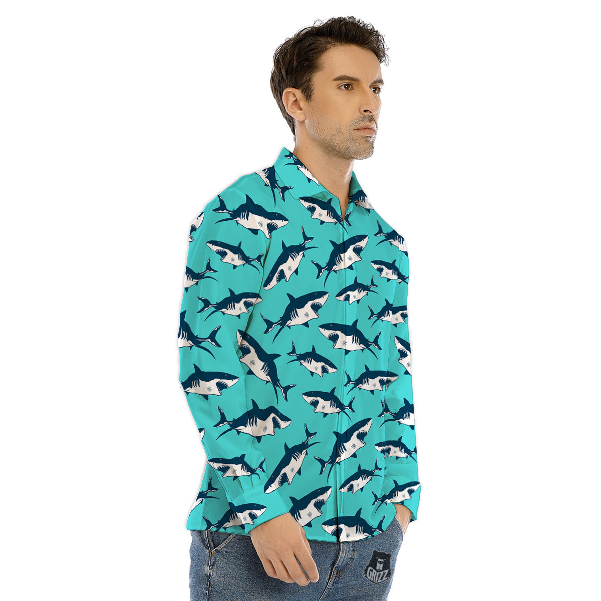 Salmon Roe Sushi Print Men's Dress Shirts-grizzshop