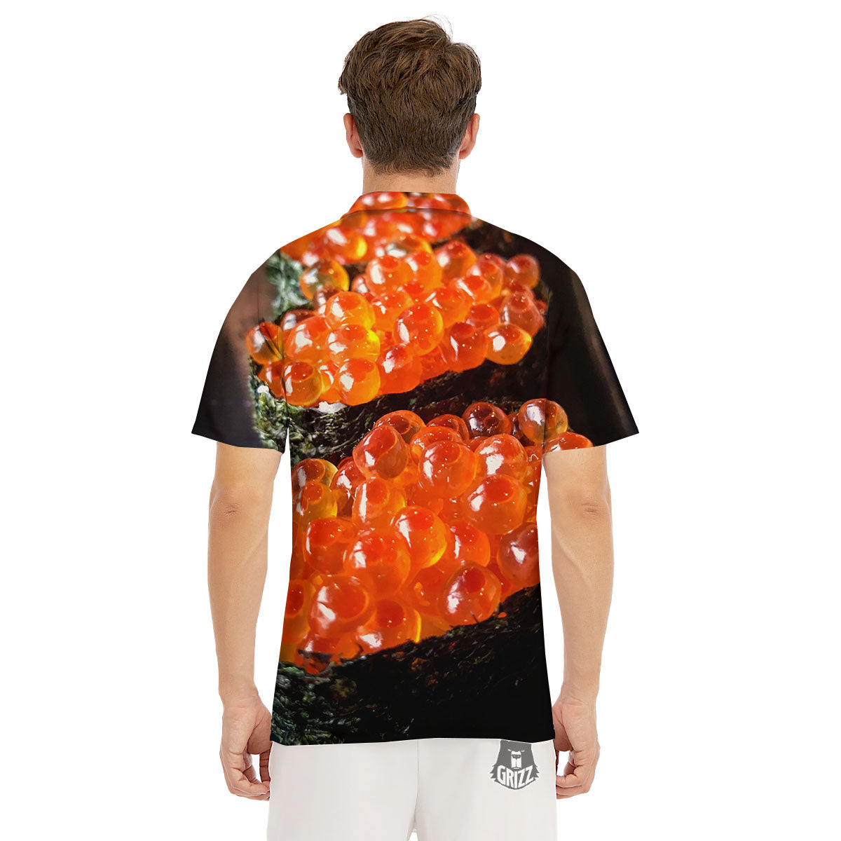 Salmon Roe Sushi Print Men's Golf Shirts-grizzshop