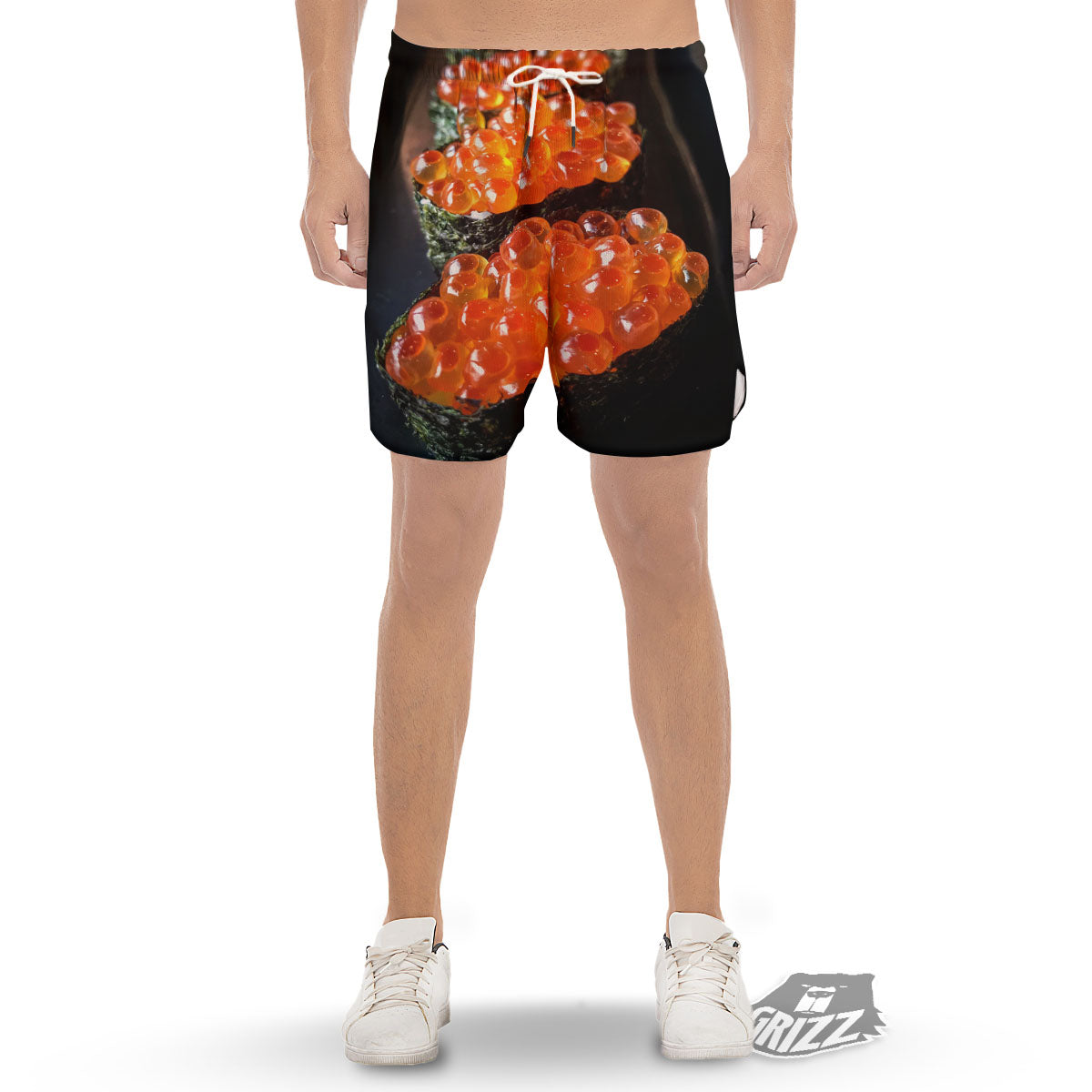 Salmon Roe Sushi Print Men's Gym Shorts-grizzshop