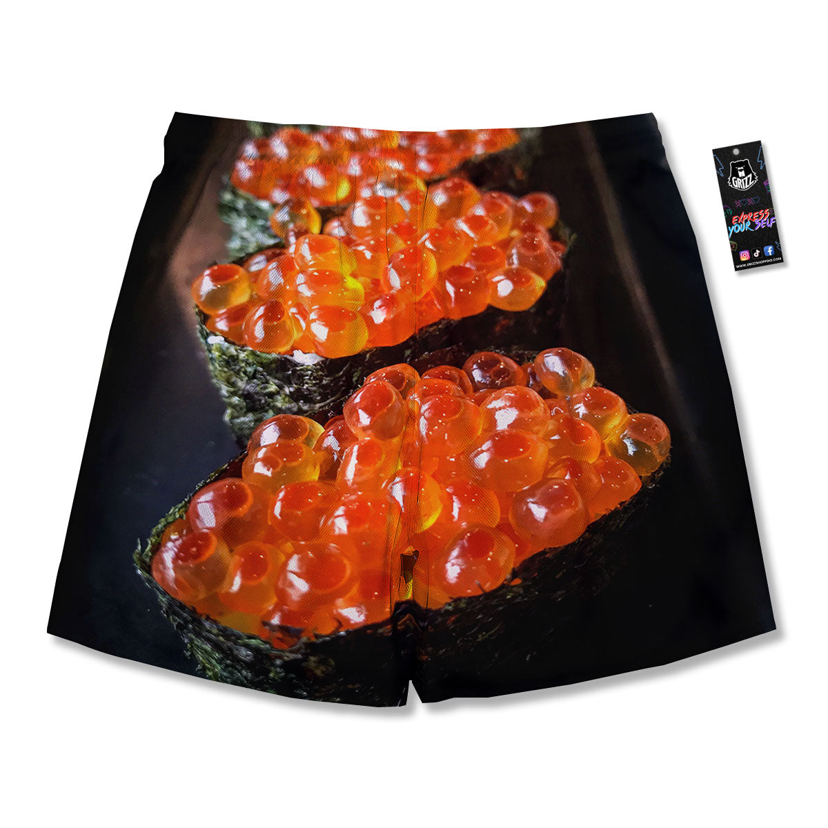 Salmon Roe Sushi Print Men's Running Shorts-grizzshop