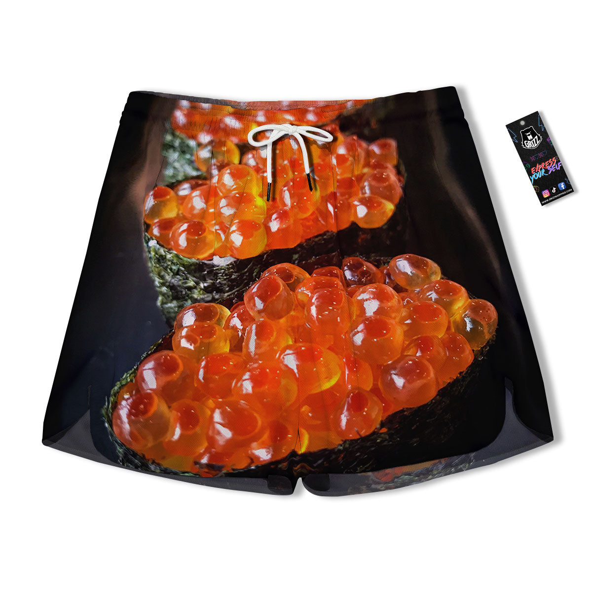 Salmon Roe Sushi Print Men's Running Shorts-grizzshop