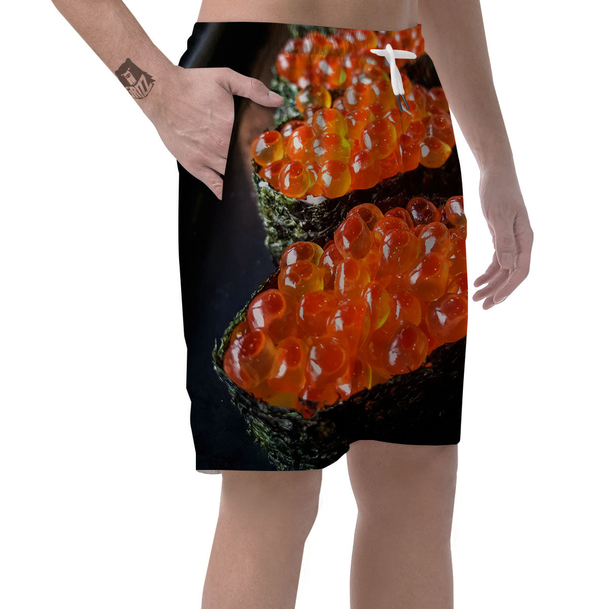 Salmon Roe Sushi Print Men's Shorts-grizzshop
