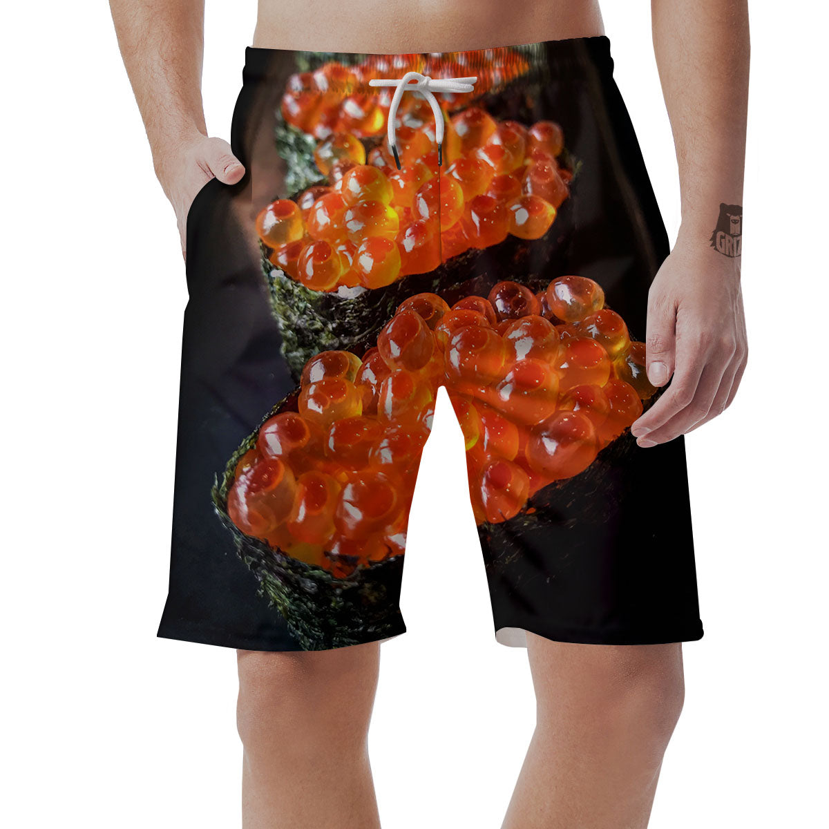Salmon Roe Sushi Print Men's Shorts-grizzshop