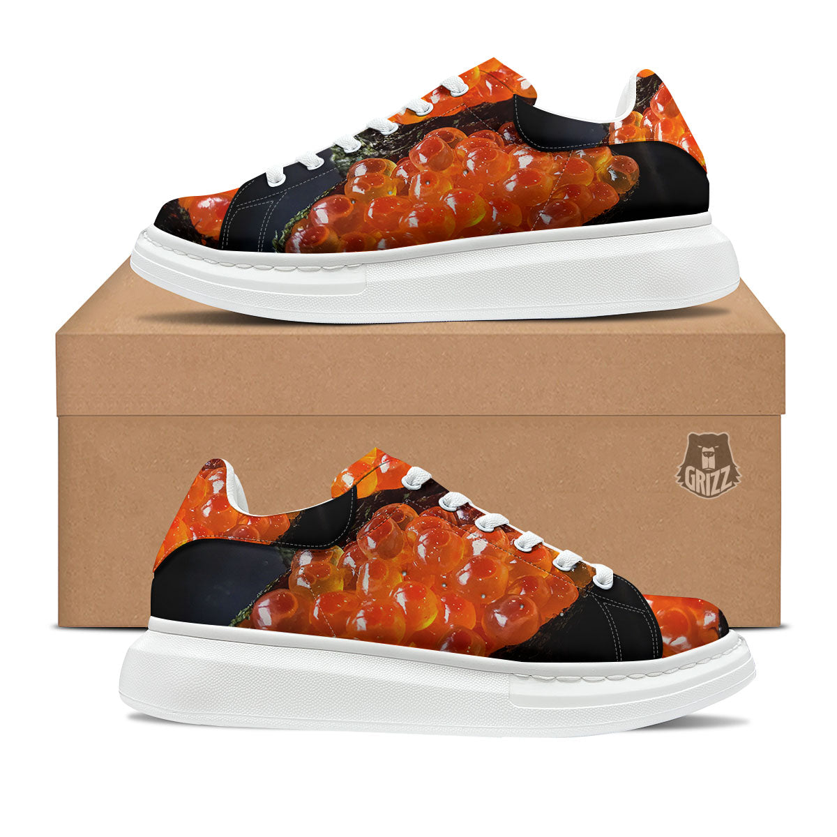 Salmon Roe Sushi Print Platform Shoes-grizzshop