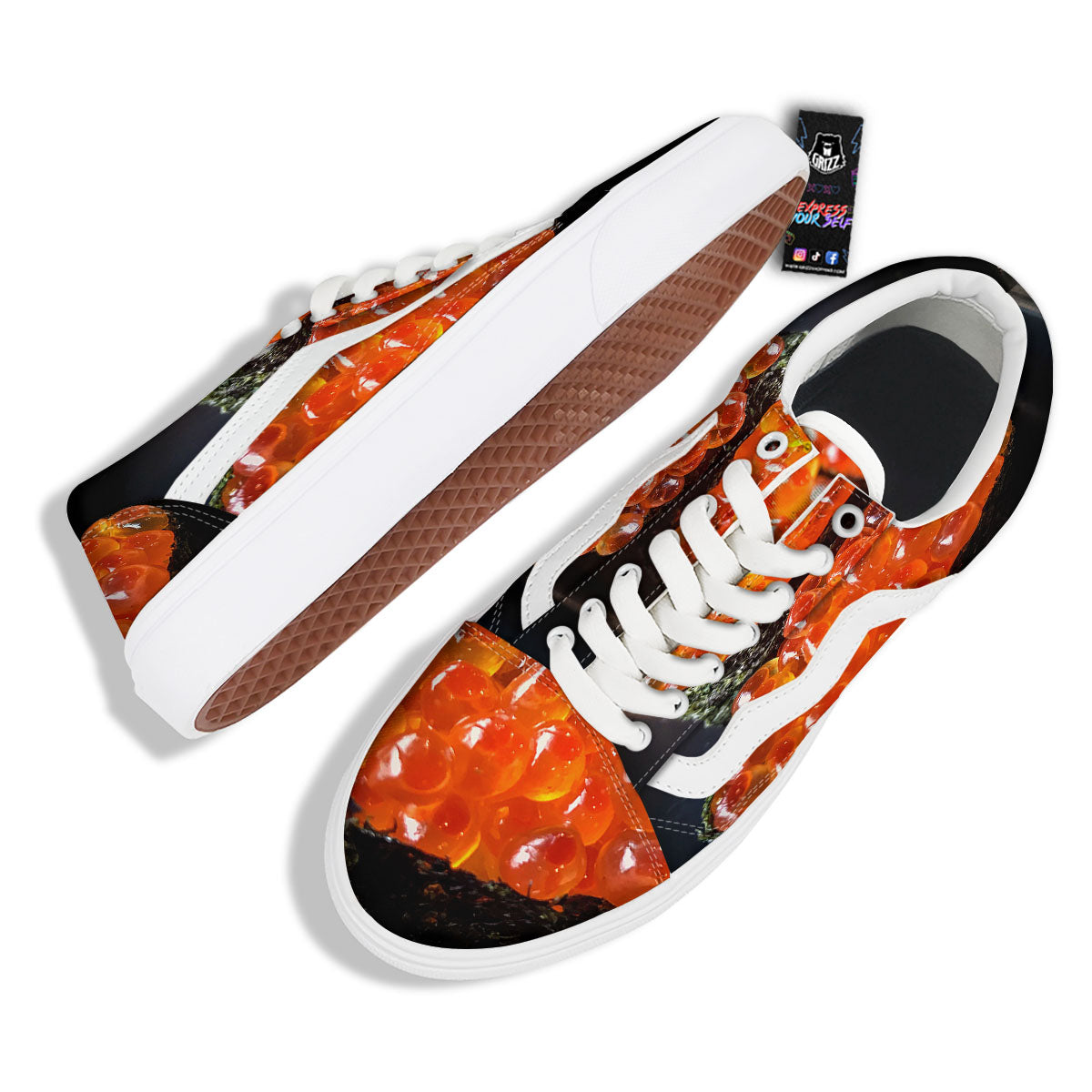 Salmon Roe Sushi Print Skate Shoes-grizzshop