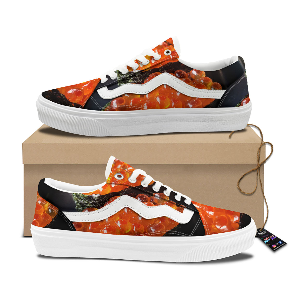 Salmon Roe Sushi Print Skate Shoes-grizzshop