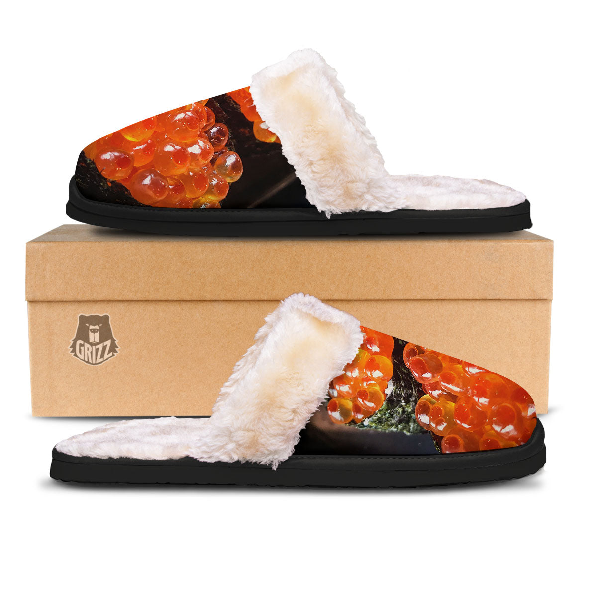 Salmon Roe Sushi Print Slippers-grizzshop