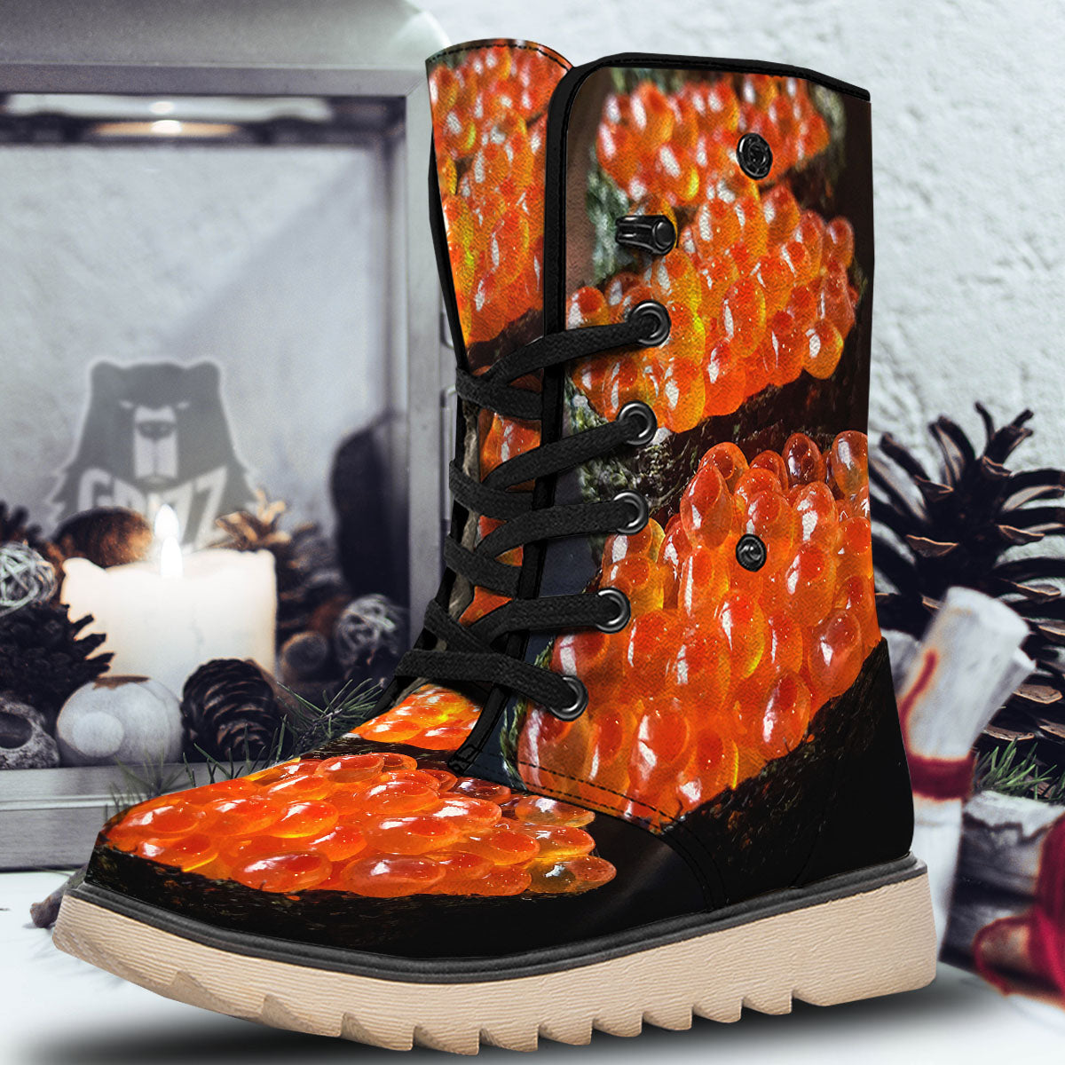 Salmon Roe Sushi Print Snow Boots-grizzshop