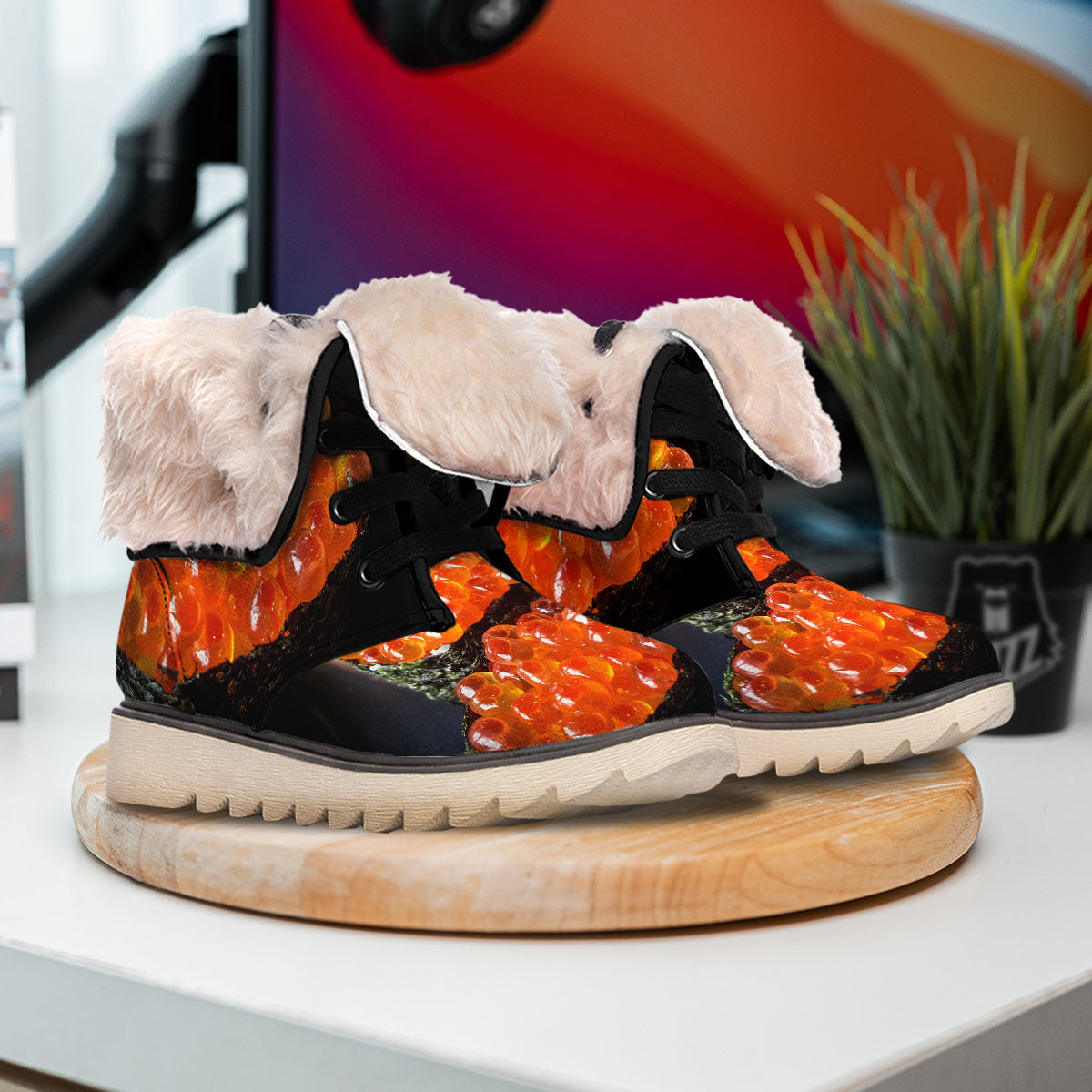 Salmon Roe Sushi Print Snow Boots-grizzshop