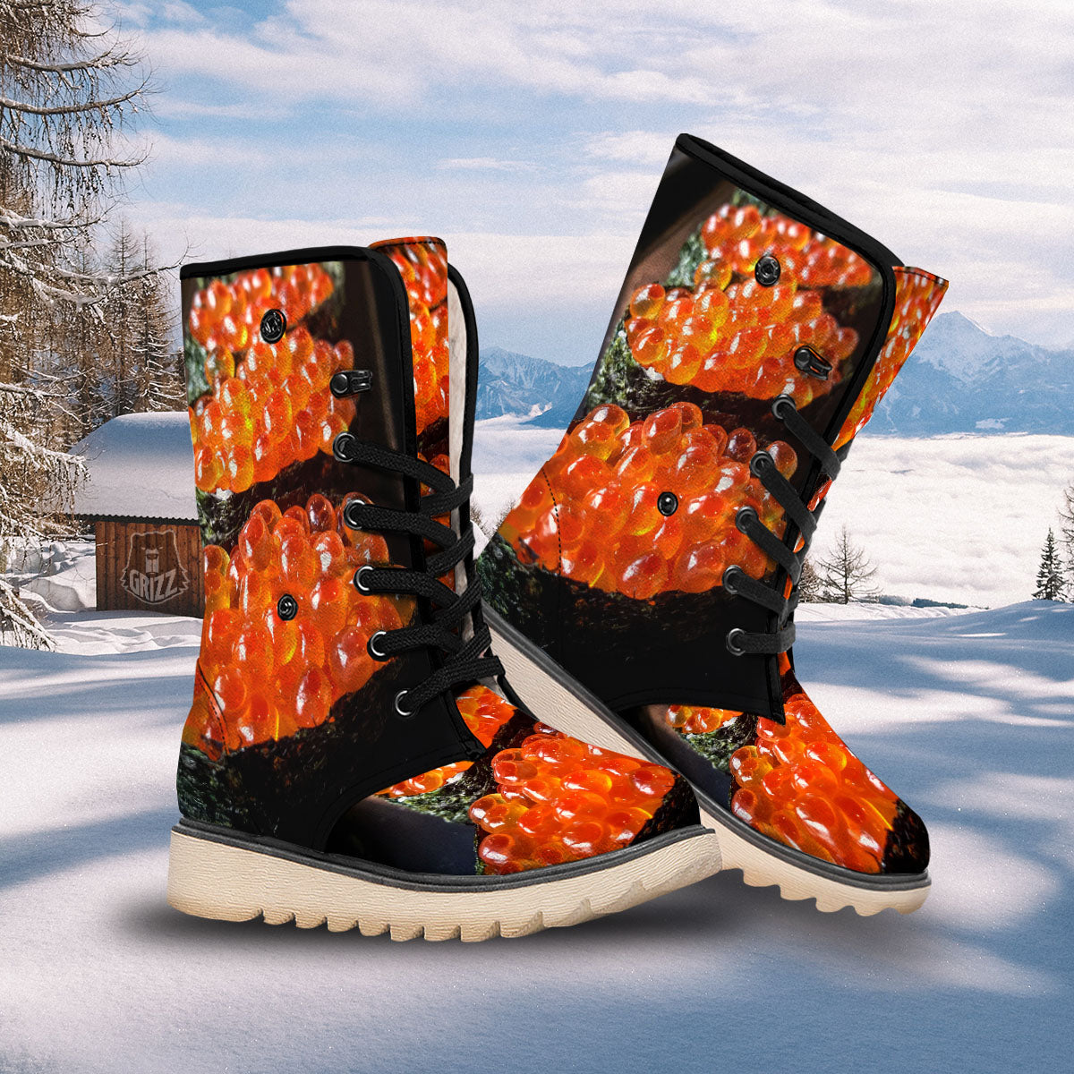 Salmon Roe Sushi Print Snow Boots-grizzshop