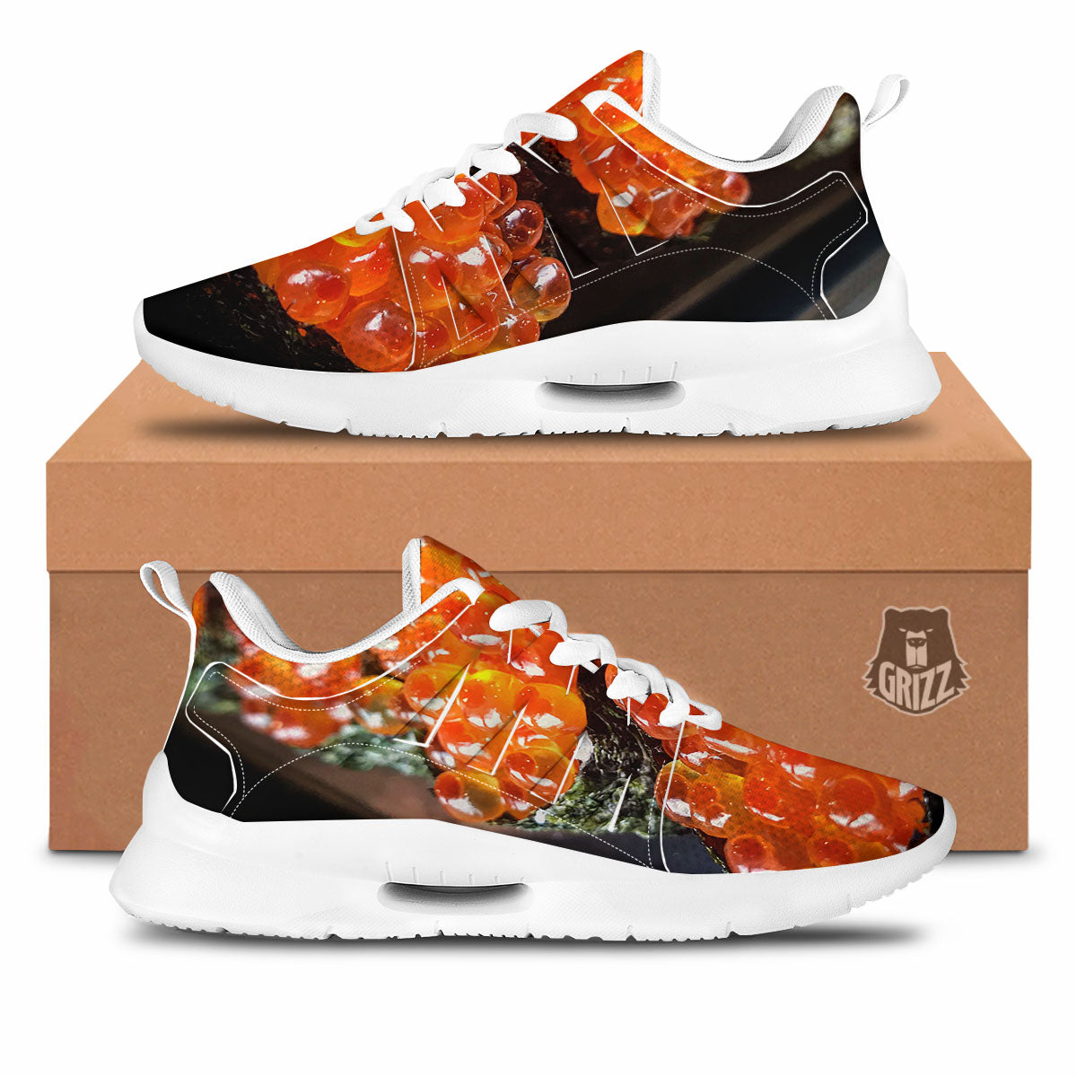 Salmon Roe Sushi Print Tennis Shoes-grizzshop