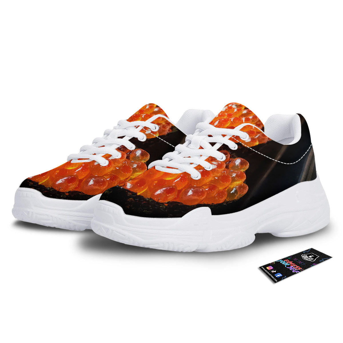 Salmon Roe Sushi Print White Chunky Shoes-grizzshop