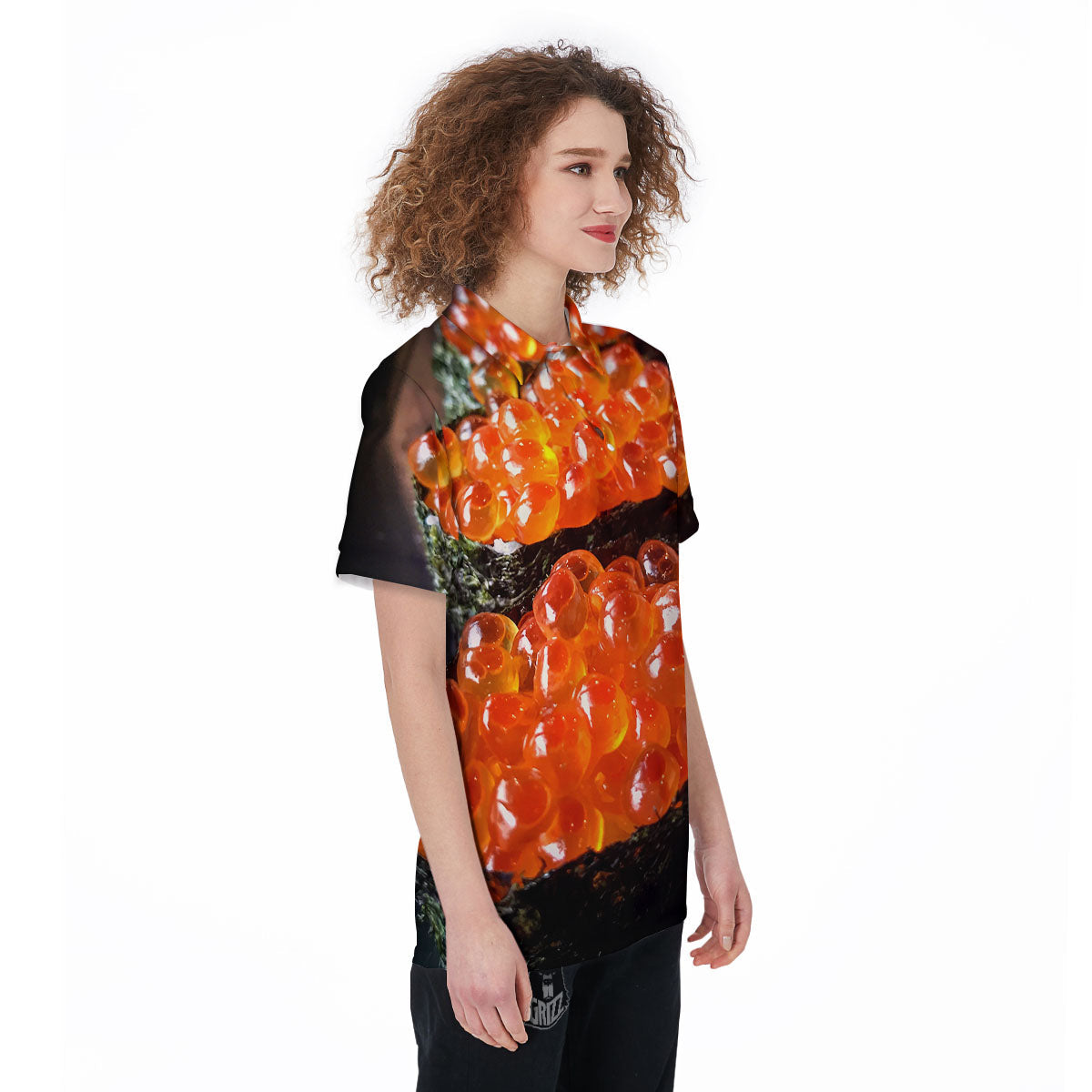 Salmon Roe Sushi Print Women's Golf Shirts-grizzshop