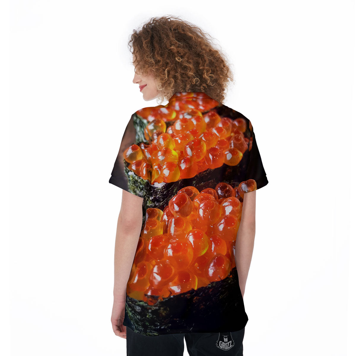 Salmon Roe Sushi Print Women's Golf Shirts-grizzshop