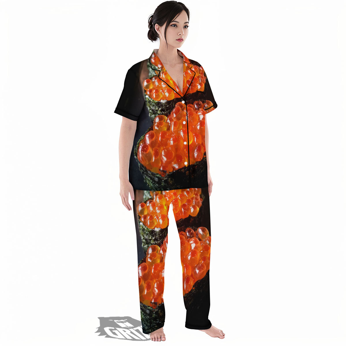 Salmon Roe Sushi Print Women's Pajamas Set-grizzshop
