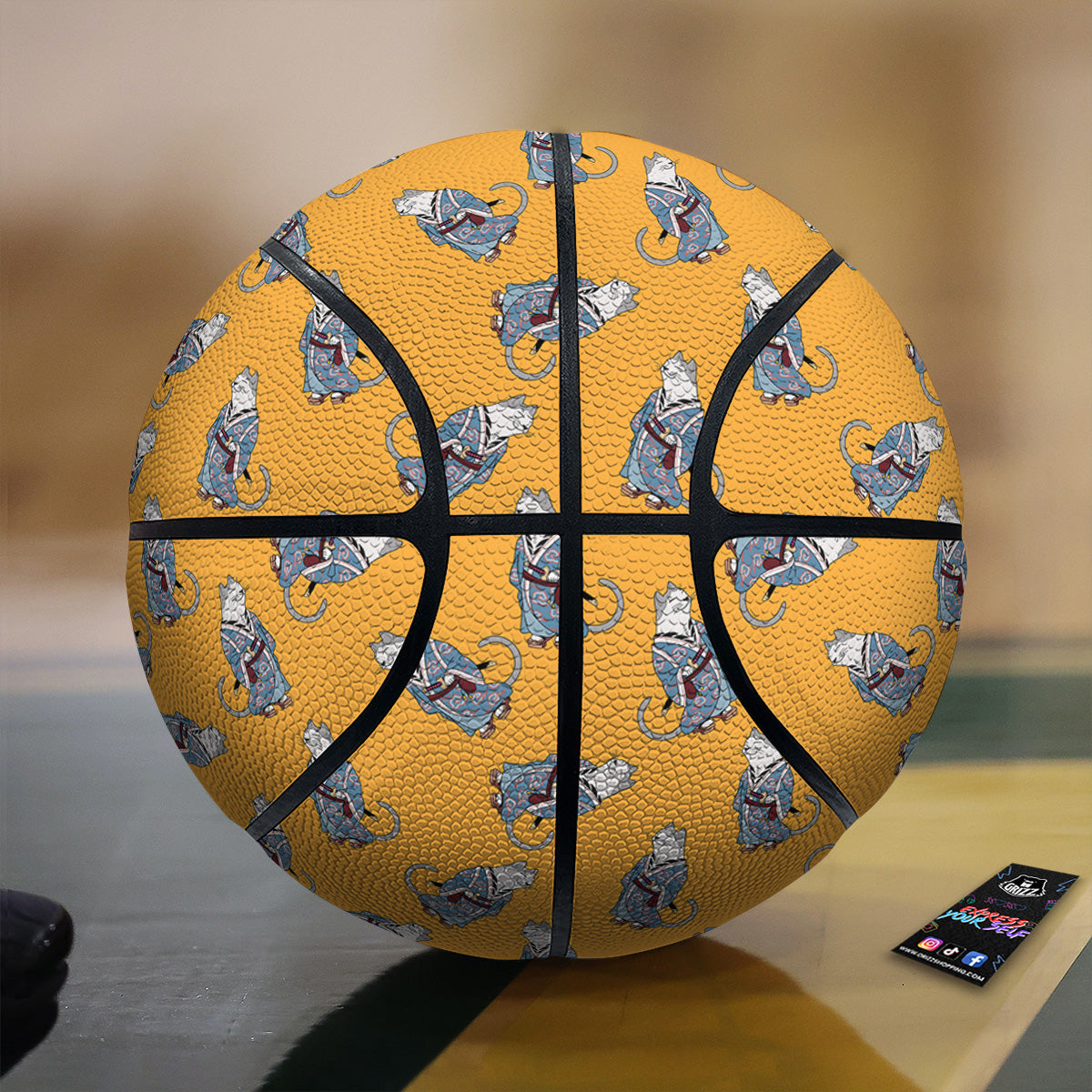 Samurai Cat Print Pattern Basketball-grizzshop