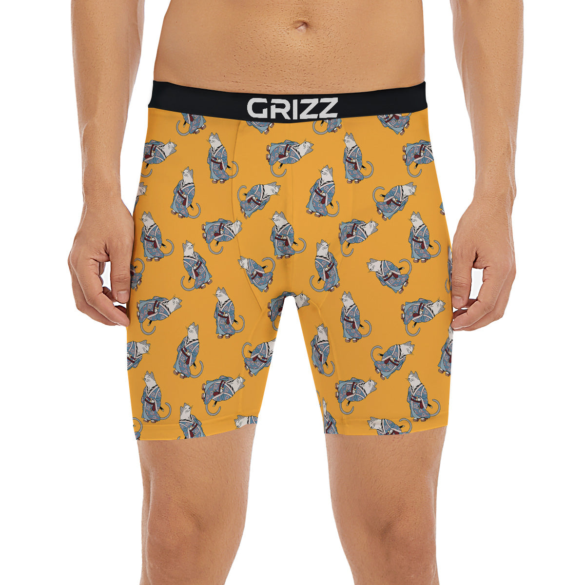 Samurai Cat Print Pattern Boxer Briefs-grizzshop