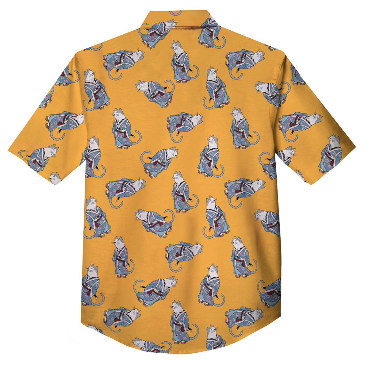 Samurai Cat Print Pattern Button Up Shirt-grizzshop
