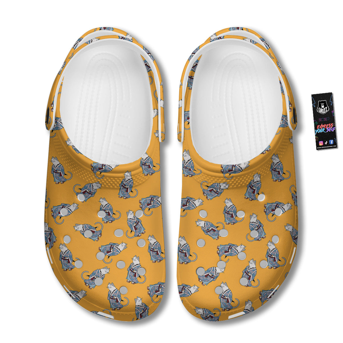 Samurai Cat Print Pattern Clog-grizzshop