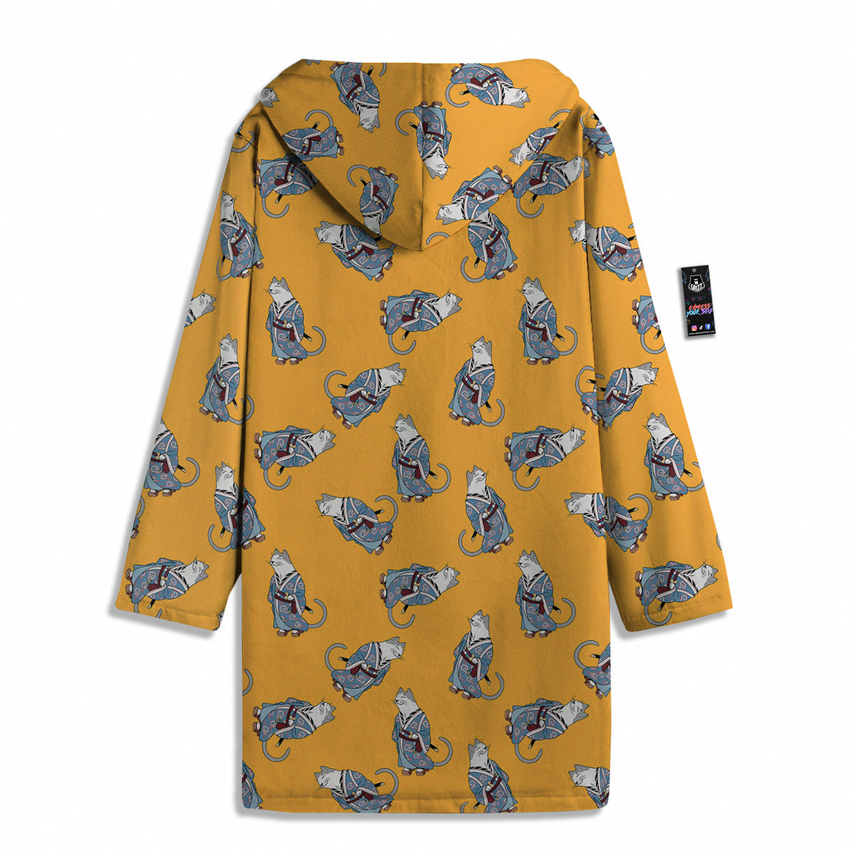 Samurai Cat Print Pattern Men's Windbreaker Jacket-grizzshop