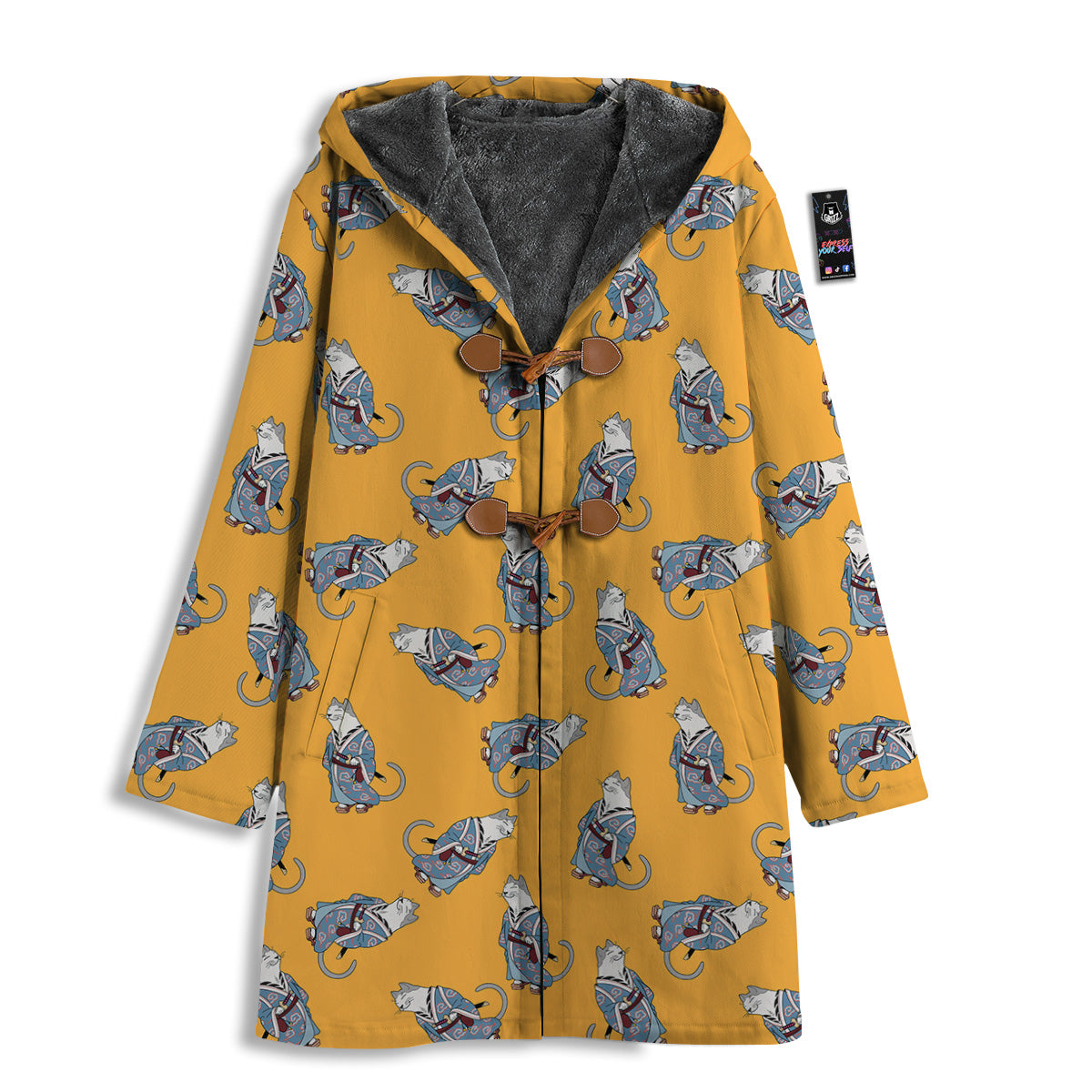 Samurai Cat Print Pattern Men's Windbreaker Jacket-grizzshop