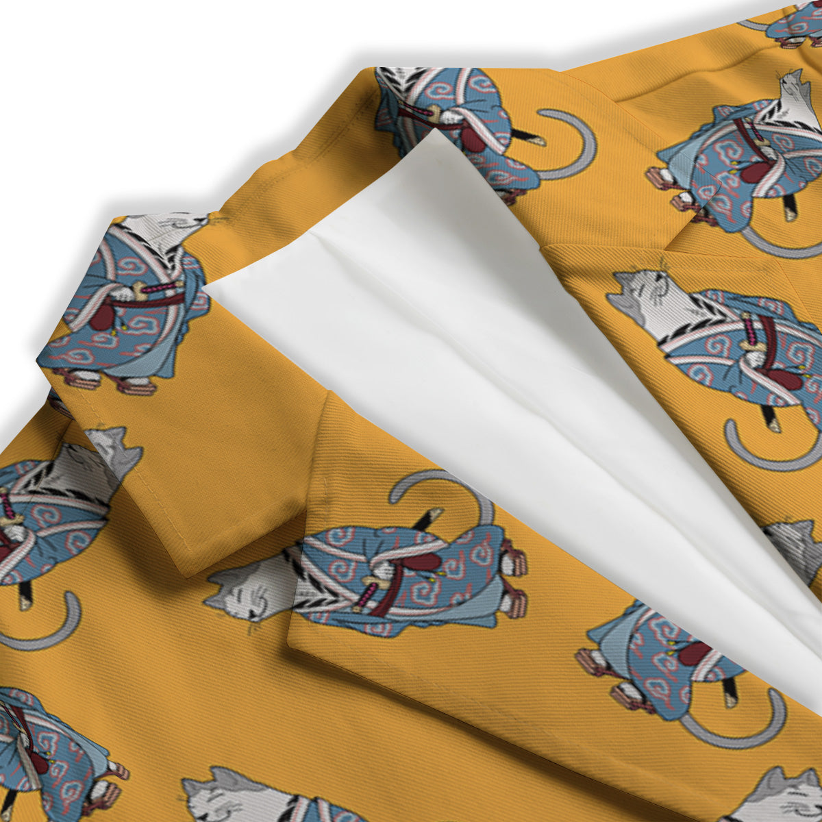 Samurai Cat Print Pattern Women's Blazer-grizzshop