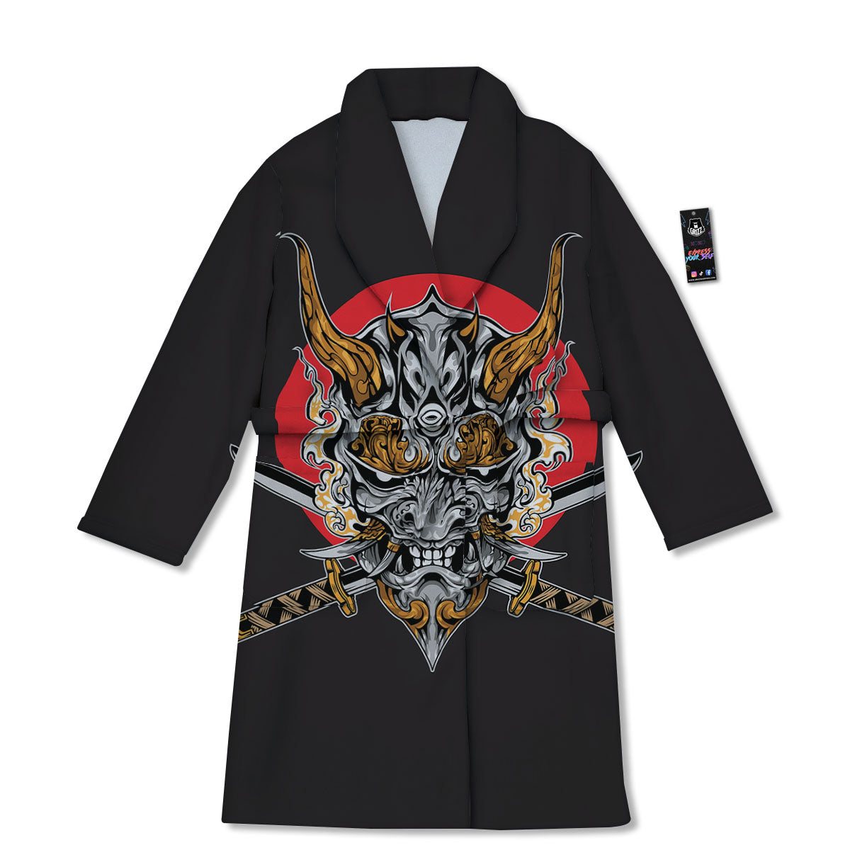 Samurai Demon Print Bathrobe-grizzshop