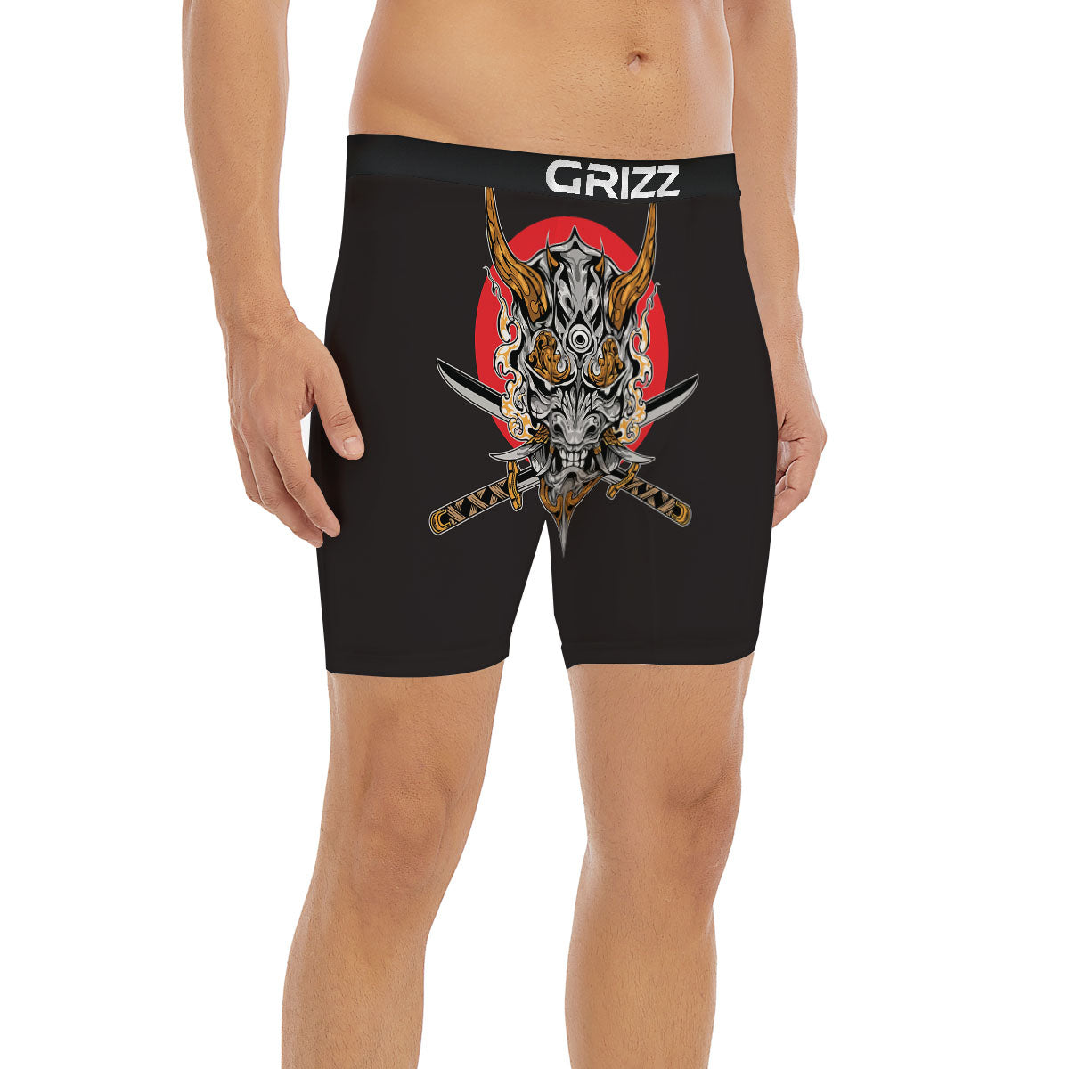 Samurai Demon Print Boxer Briefs-grizzshop