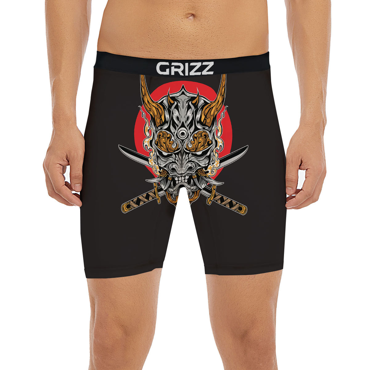 Samurai Demon Print Boxer Briefs-grizzshop