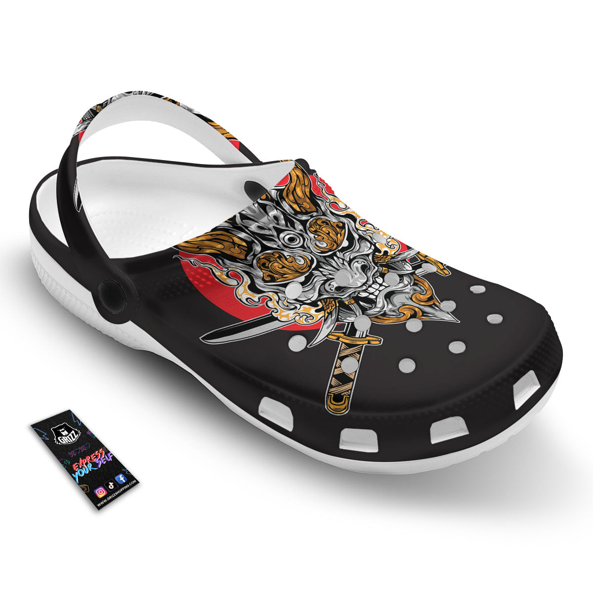Samurai Demon Print Clog-grizzshop