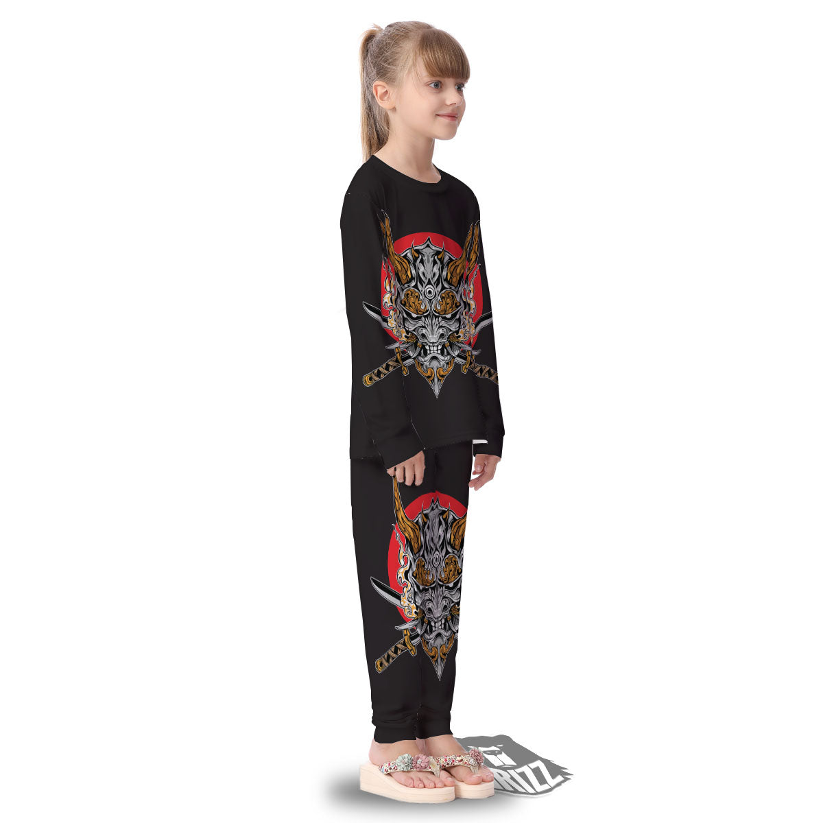 Samurai Demon Print Kid's Pajamas-grizzshop
