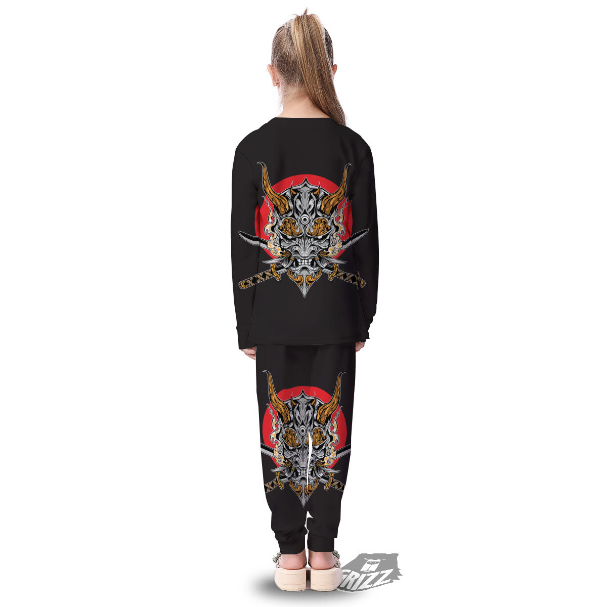 Samurai Demon Print Kid's Pajamas-grizzshop