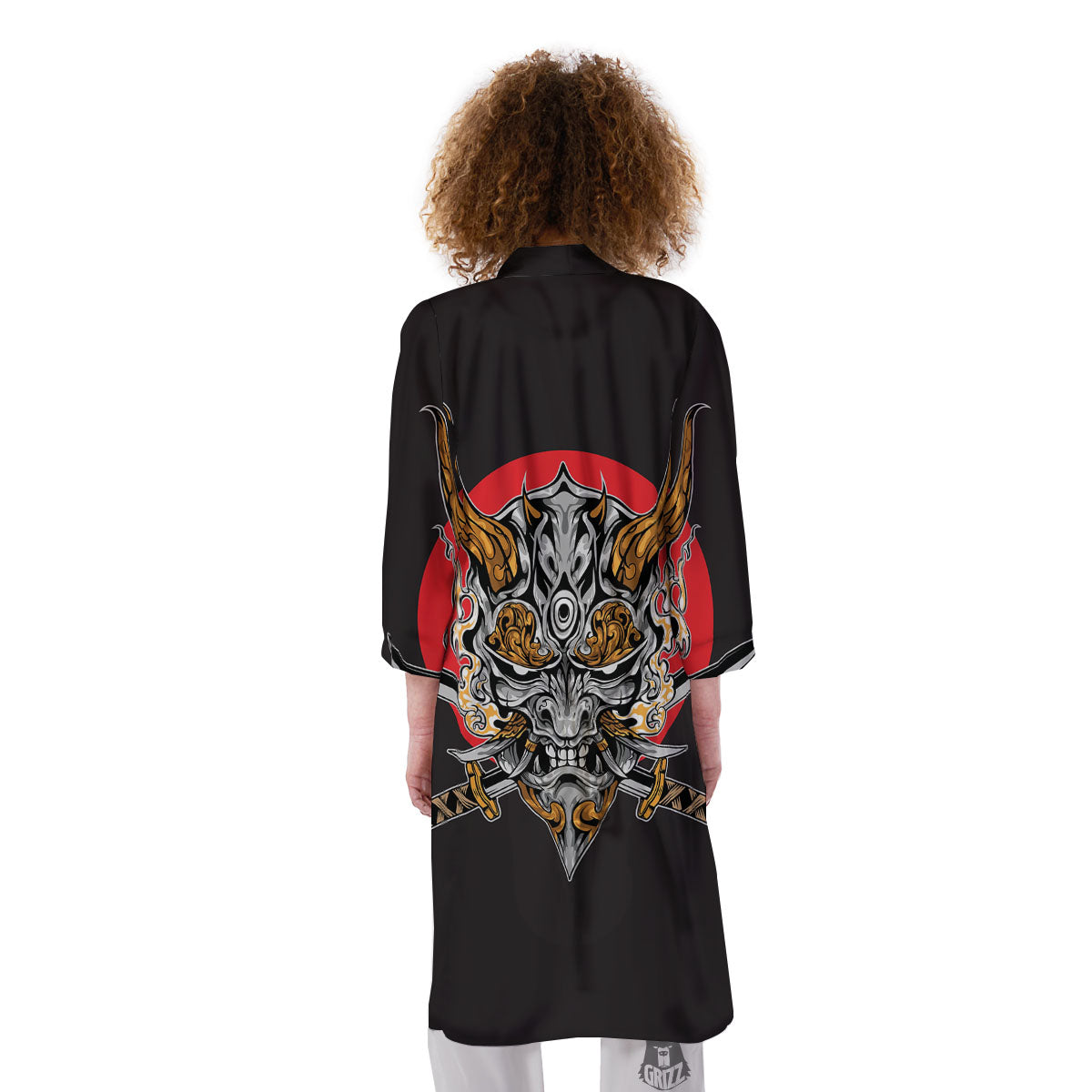 Samurai Demon Print Kimono-grizzshop