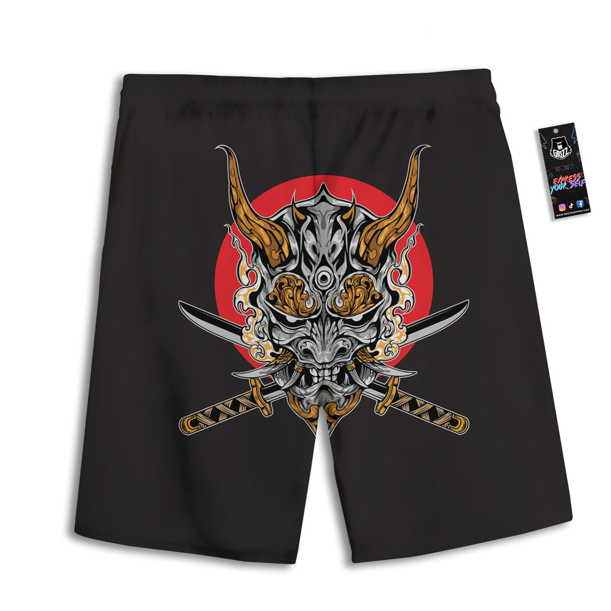 Skull Punk Monochrome Print Men's Athletic Shorts