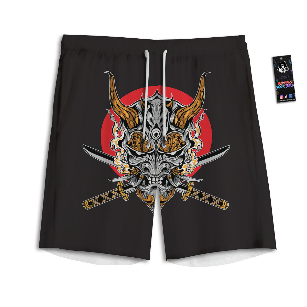 Skull Punk Monochrome Print Men's Athletic Shorts