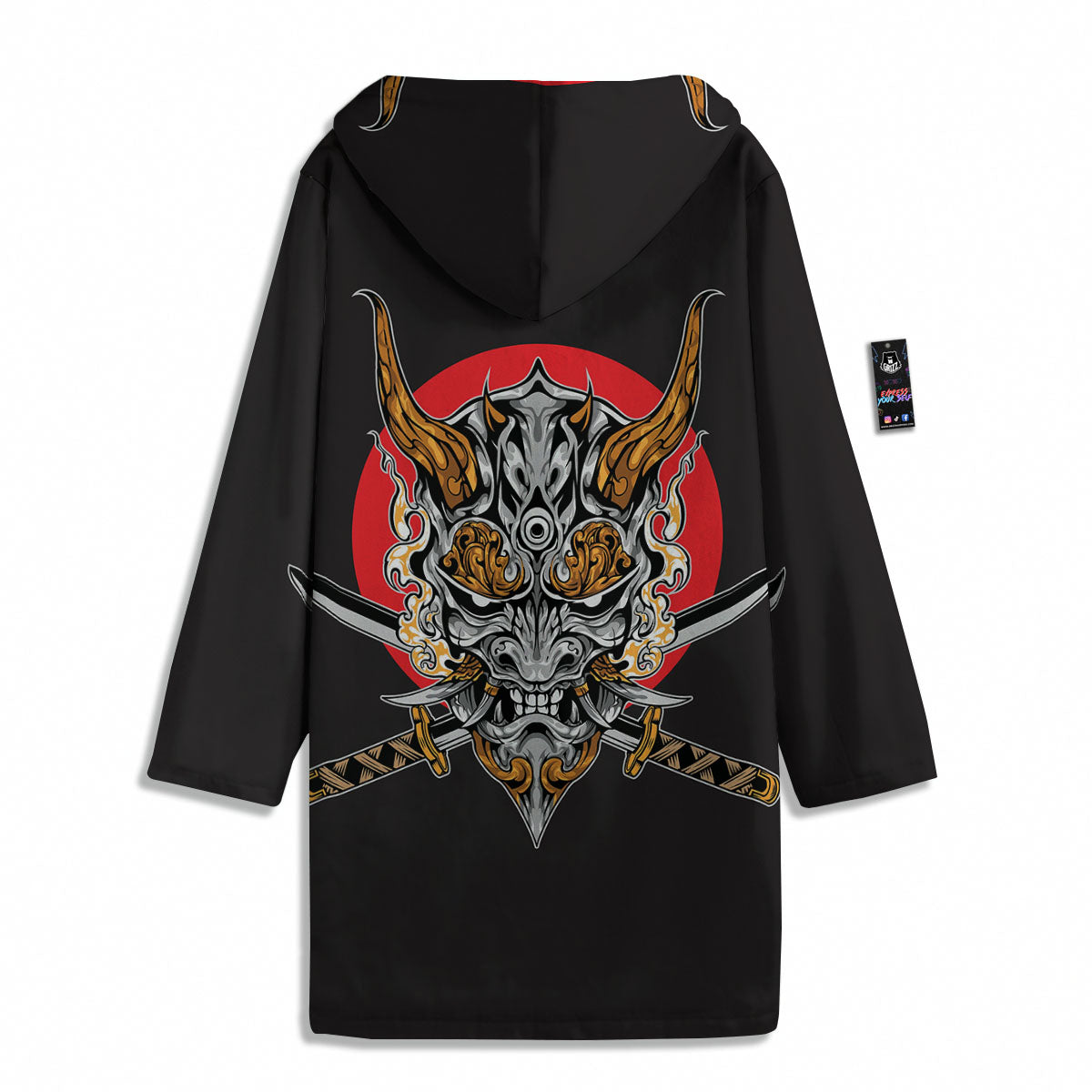 Samurai Demon Print Men's Windbreaker Jacket-grizzshop