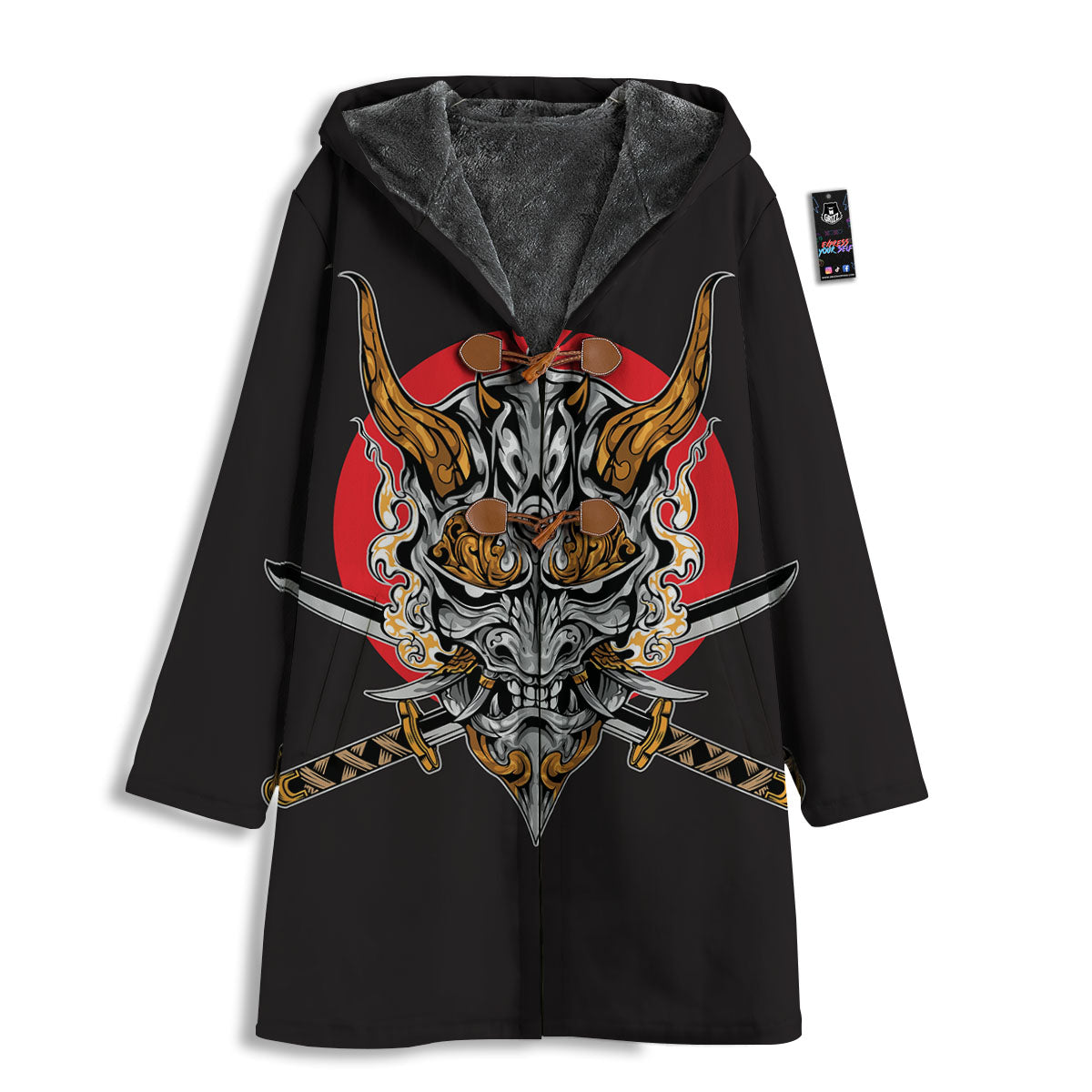 Samurai Demon Print Men's Windbreaker Jacket-grizzshop