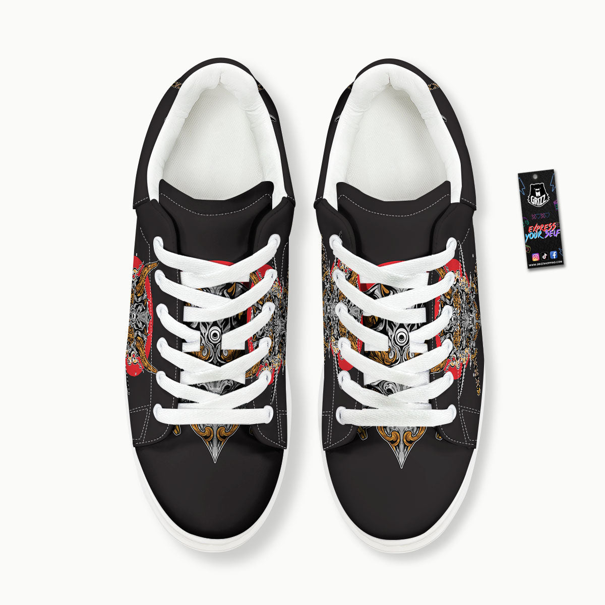 Samurai Demon Print Platform Shoes-grizzshop