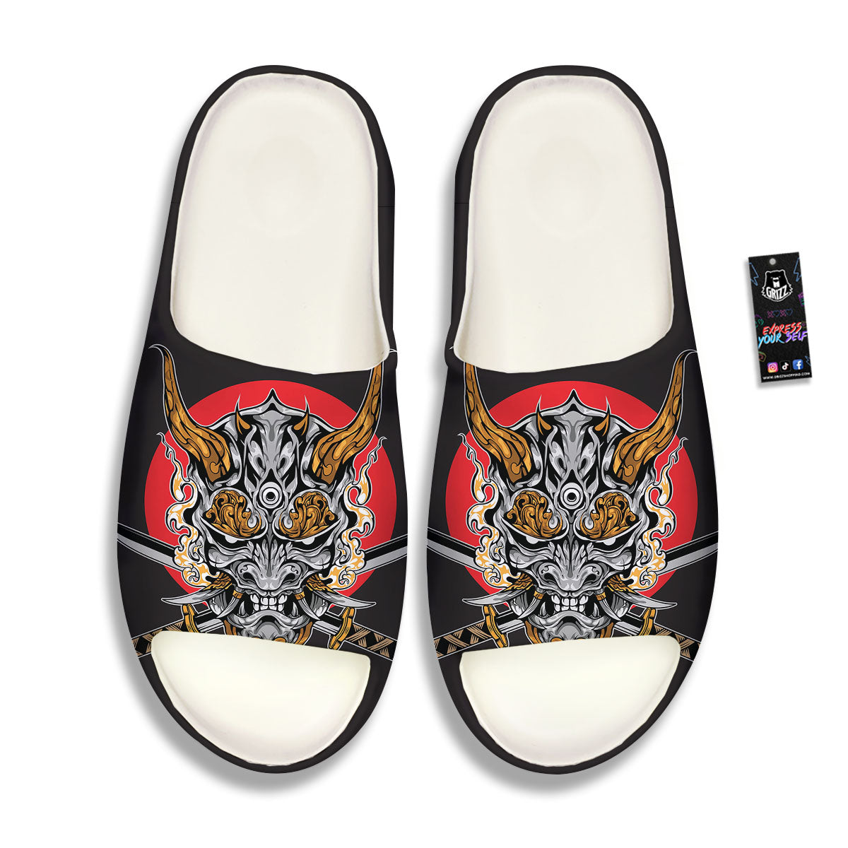Samurai Demon Print Sandals-grizzshop