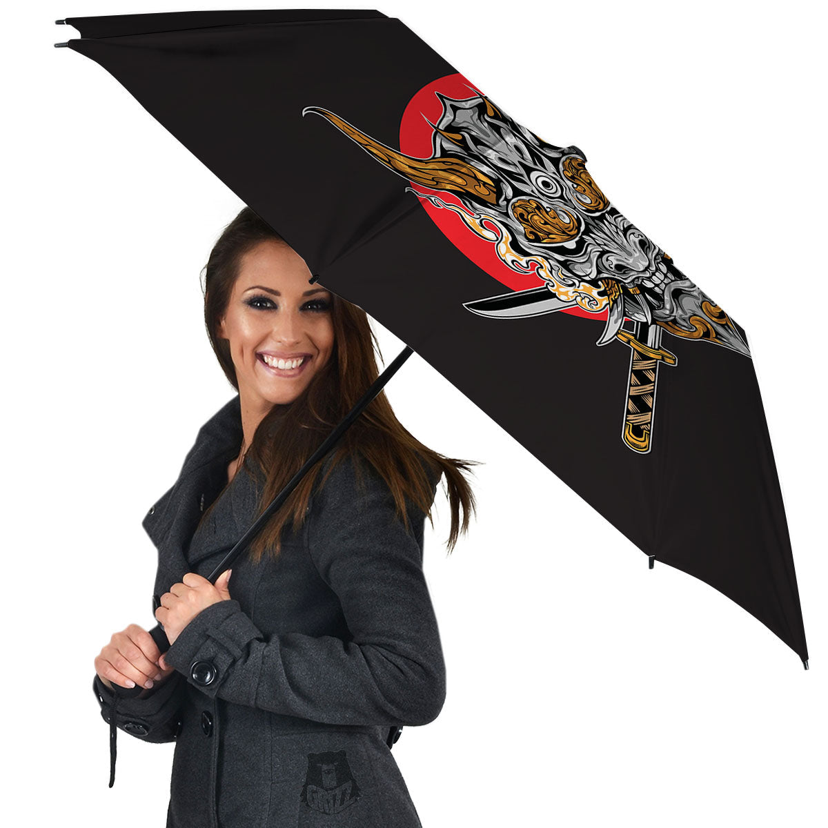 Samurai Demon Print Umbrella-grizzshop