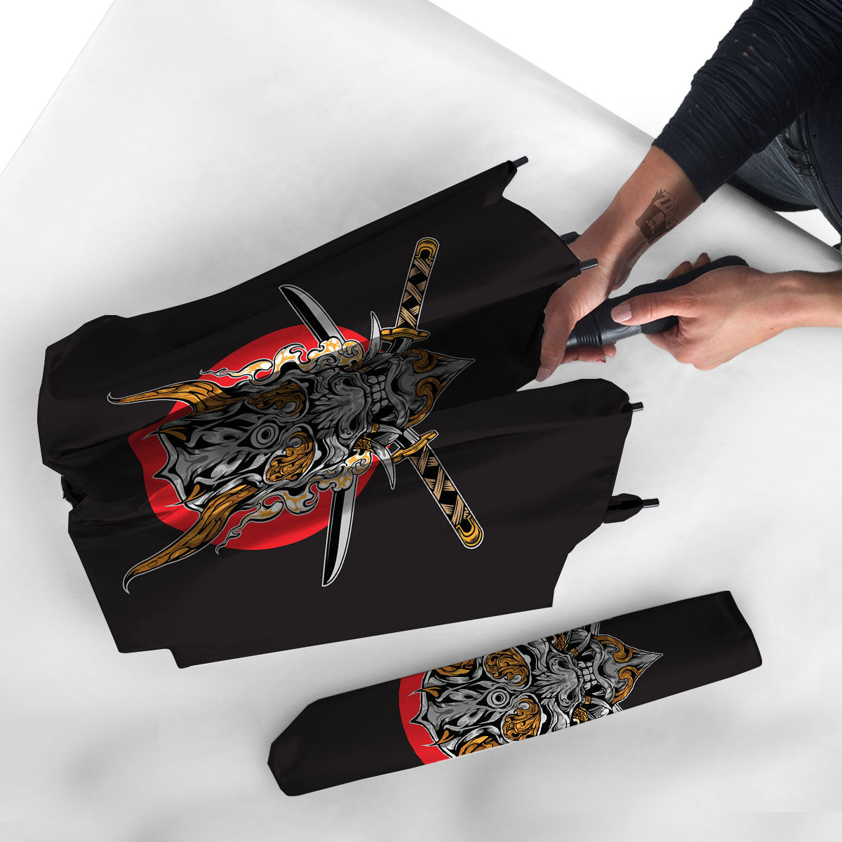 Samurai Demon Print Umbrella-grizzshop