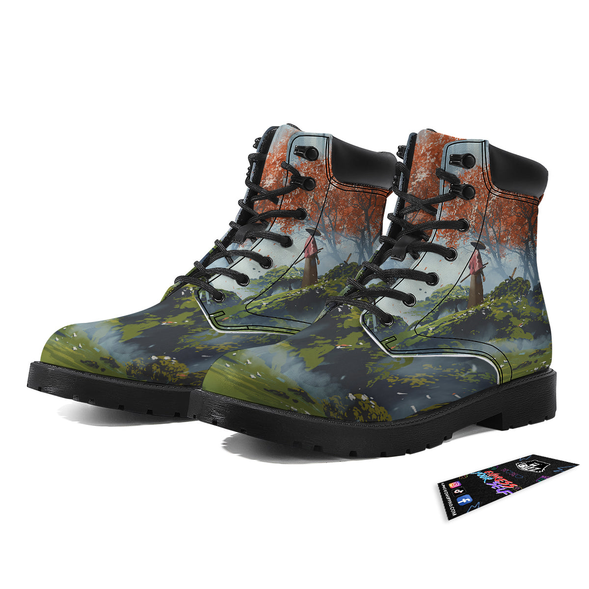 Samurai Fantasy Print Boots-grizzshop
