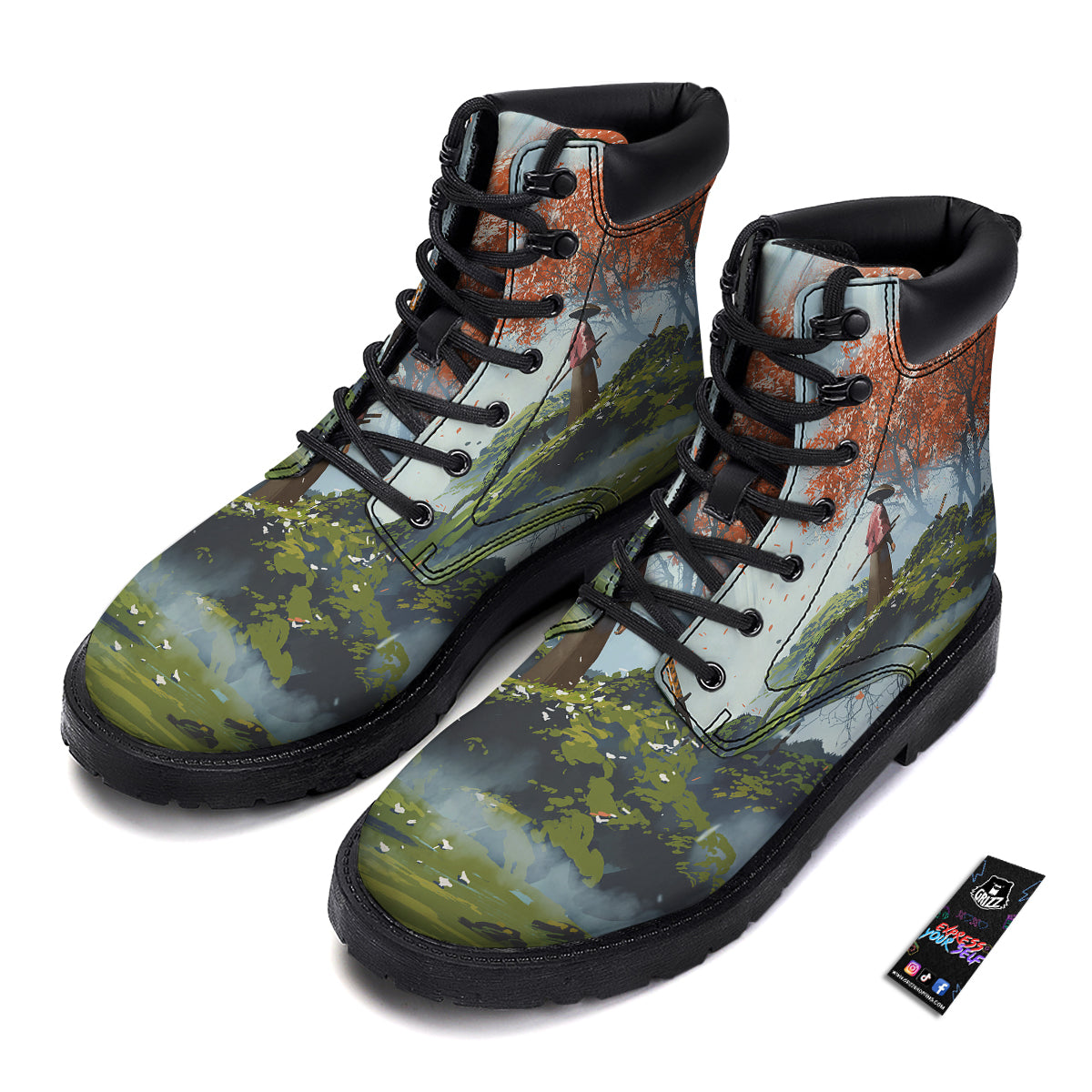 Samurai Fantasy Print Boots-grizzshop