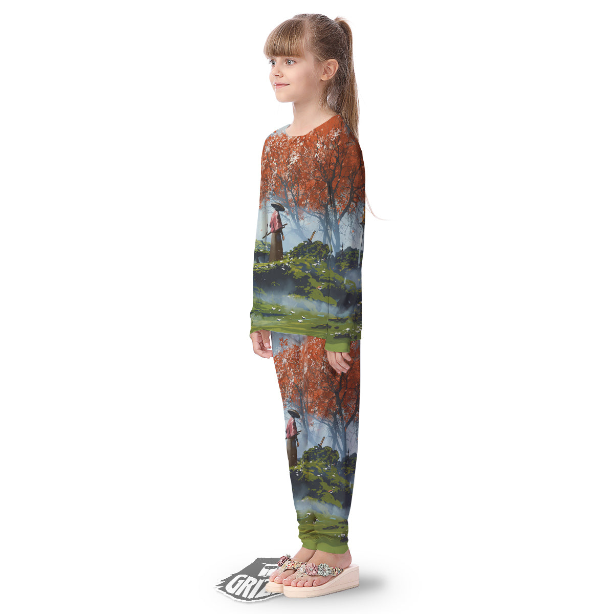 Samurai Fantasy Print Kid's Pajamas-grizzshop